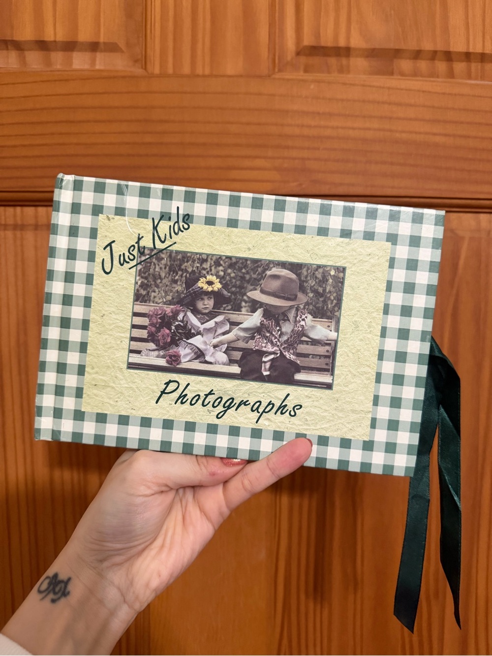 Vintage Just Kids Photographs Green Gingham Photo Album